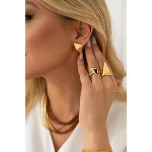 Double Triangle  Oversized Silver Ring